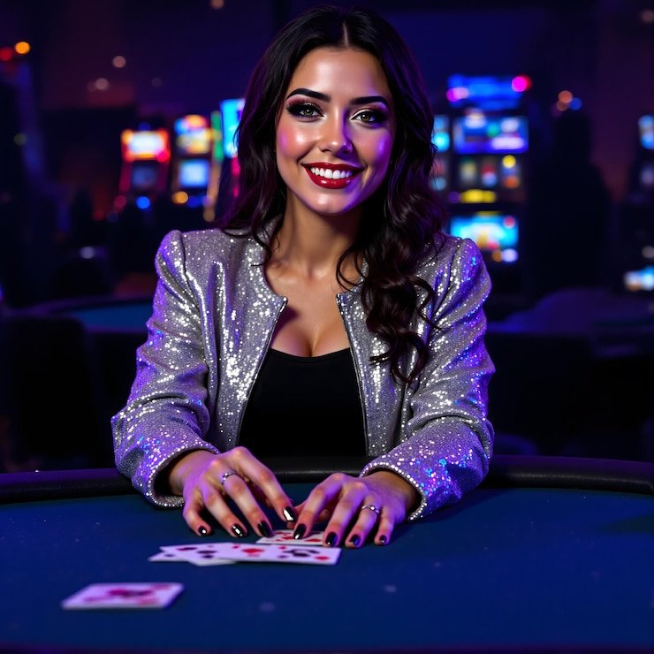 Dealer profesional royal 138 dalam sesi Speed Baccarat dengan kartu yang jelas terlihat